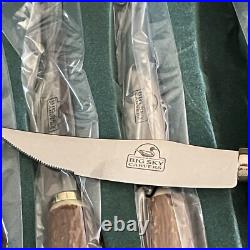 Big Sky Carvers Steak Knives Stag Faux Antler Set of 8 Stainless Steel Serrated