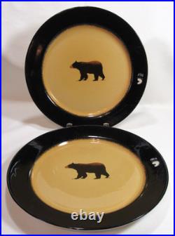 Big Sky Carvers Stoneware China BRUSHWERKS BEAR Two (2) Dinner Plates GC