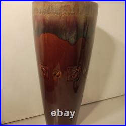 Big Sky Carvers Stoneware Fusion Deer Vase 13 Drip Vibrant Glaze Brown Tones