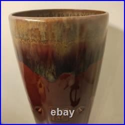 Big Sky Carvers Stoneware Fusion Deer Vase 13 Drip Vibrant Glaze Brown Tones