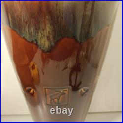 Big Sky Carvers Stoneware Fusion Deer Vase 13 Drip Vibrant Glaze Brown Tones