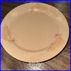 Big Sky Carvers Stoneware Fusion Trout Dinner Plates x4 Embossed Trout Lures