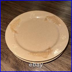 Big Sky Carvers Stoneware Fusion Trout Dinner Plates x4 Embossed Trout Lures