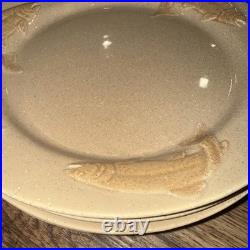Big Sky Carvers Stoneware Fusion Trout Dinner Plates x4 Embossed Trout Lures