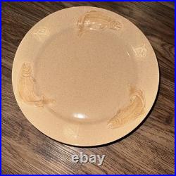 Big Sky Carvers Stoneware Fusion Trout Dinner Plates x4 Embossed Trout Lures