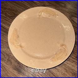Big Sky Carvers Stoneware Fusion Trout Dinner Plates x4 Embossed Trout Lures