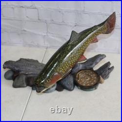 Big Sky Carvers Trout On Pebbles Drift Wood Fly Fishihg Reel 14' Long Big Piece