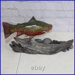 Big Sky Carvers Trout On Pebbles Drift Wood Fly Fishihg Reel 14' Long Big Piece
