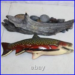 Big Sky Carvers Trout On Pebbles Drift Wood Fly Fishihg Reel 14' Long Big Piece