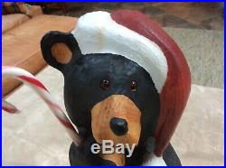 Big Sky Carvers Vintage Bear Santa Holding Candy Cane (med-large Wood)