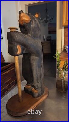 Big Sky Carvers Vintage Black Bear Towel Holder 21 Inches Tall