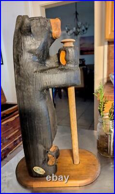 Big Sky Carvers Vintage Black Bear Towel Holder 21 Inches Tall