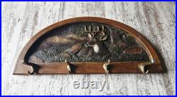 Big Sky Carvers Vintage Deer Rustic Wooden Wall Mounted Coat & Hat Rack 4 Hooks