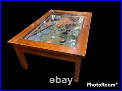 Big Sky Carvers William Herrick Collection Coffee Table with Glass Cover Golfing