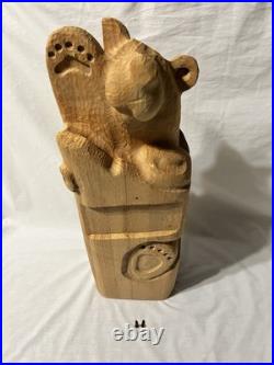 Big Sky Carvers Wood Bear Solid Pine 24Jeff Fleming Bearfoots Hand Carved