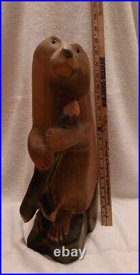 Big Sky Carvers Wood Beaver Sculpture Signed Bsc Large 18 1/2 Tall