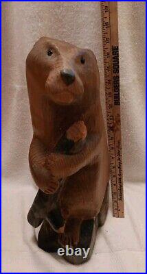 Big Sky Carvers Wood Beaver Sculpture Signed Bsc Large 18 1/2 Tall