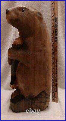 Big Sky Carvers Wood Beaver Sculpture Signed Bsc Large 18 1/2 Tall