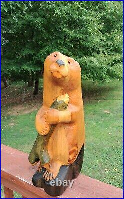 Big Sky Carvers Wood Beaver Sculpture Signed Large 18 1/2 Tall