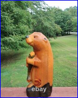 Big Sky Carvers Wood Beaver Sculpture Signed Large 18 1/2 Tall