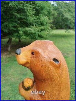 Big Sky Carvers Wood Beaver Sculpture Signed Large 18 1/2 Tall