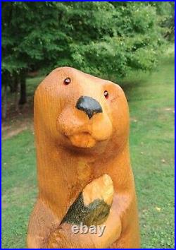 Big Sky Carvers Wood Beaver Sculpture Signed Large 18 1/2 Tall