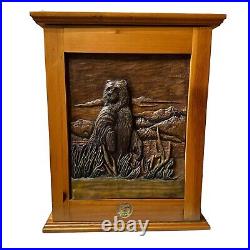 Big Sky Carvers Wood Cabinet Larry Fanning Grizzly Encounter NRA Edition RARE