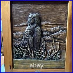 Big Sky Carvers Wood Cabinet Larry Fanning Grizzly Encounter NRA Edition RARE