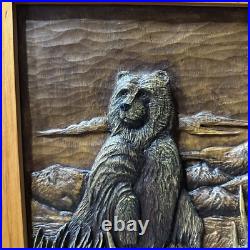 Big Sky Carvers Wood Cabinet Larry Fanning Grizzly Encounter NRA Edition RARE