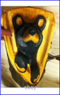 Big Sky Carvers Wood Carved Black Bear Lamp vintage