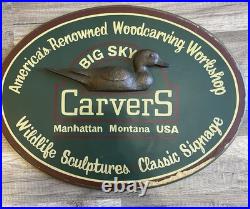 Big Sky Carvers Wood Duck 18x13 Manhattan Montana Wood Carving Sign