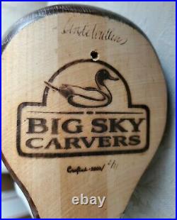 Big Sky Carvers Wood Duck Decoy Hand Carved Glass Eye Signed Linda Williams 2/11