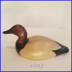 Big Sky Carvers Wood Duck Decoy Hand Carved Red Glass Eye Signed Linda Williams