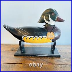 Big Sky Carvers Wood Duck Decoy and Stand with Tag