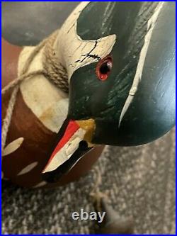 Big Sky Carvers- Wood Duck Decoy with glass eyes Signed Danny Basher
