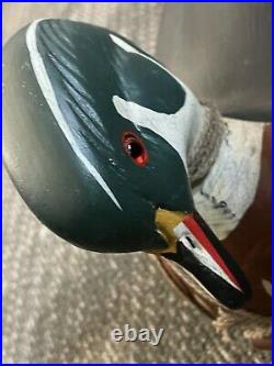 Big Sky Carvers- Wood Duck Decoy with glass eyes Signed Danny Basher