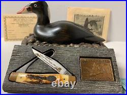 Big Sky Carvers Wood Duck Surf Scoter 1996-97 Commerative Schrade Knife & Stamp