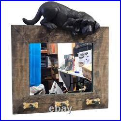 Big Sky Carvers Wood Framed Mirror Dog Treat Knobs For Hanging Black Lab Dog
