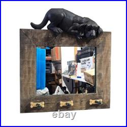 Big Sky Carvers Wood Framed Mirror Dog Treat Knobs For Hanging Black Lab Dog