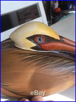 Big Sky Carvers Wood Pelican Master's Edition Wood Carving Montana Hand Carved