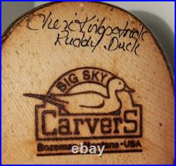 Big Sky Carvers Wood Ruddy Duck Decoy Signed by Cheri Kirkpatrick 9 1/2 Long