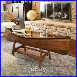 Big Sky Carvers Wooden Canoe Coffee Table with Glass Top