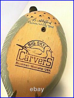 Big Sky Carvers Wooden Duck Green Wing Teal Signed B. Stafford 10 Long