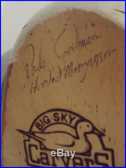 Big Sky Carvers Wooden Hooden Merganser Duck Decoy Artist Signed Parke Goodman