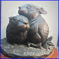 Big Sky Carvers Woodland Cottontails Bronzed Rabbits Bunnies 1983 Burl Jones