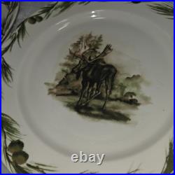 Big Sky Carvers Woodland Moose 10.5 Dinner Plates Pinecones Karry Hesla Set 3