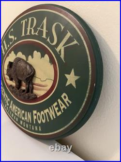 Big Sky Carvers buffalo sign Montana artist signed h. S. Track shoe Hand Painted