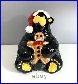 Big Sky Carvers by Jeff Fleming Christmas Bearfoot Ceramic Cookie Jar HTF