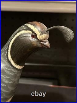 Big Sky Carvers handmade Quail Wood Carving Mounted On Burl Wood Montana USA