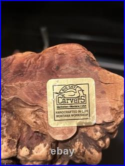 Big Sky Carvers handmade Quail Wood Carving Mounted On Burl Wood Montana USA
